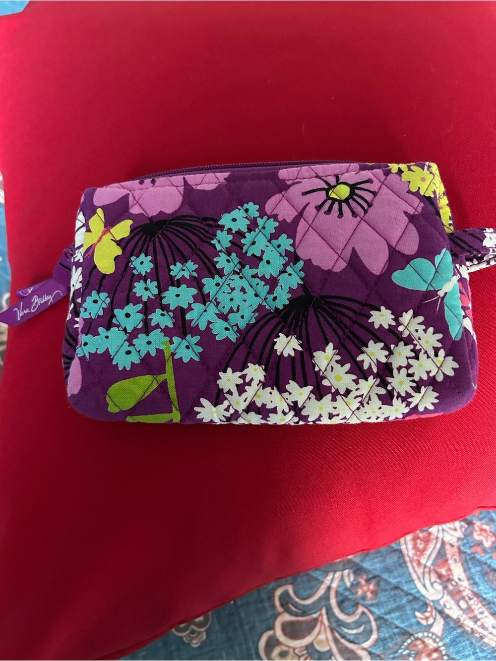 Vera Bradley Purple Floral Quilted cosmetic bag